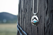 Open Range Mountain Pendant, Reclaimed Sterling + Ceremonial Turquoise