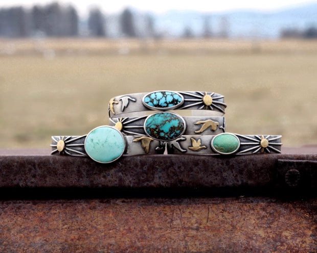 Morning Migration Cuff #3 - Turquoise, Sterling Silver, & 18K Gold