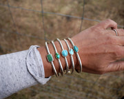 Minimalist Cuff, Turquoise + Sterling Silver. Fits 7" wrist (resizable)