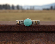 Morning Migration Cuff #1 - Turquoise, Sterling Silver, & 18K Gold