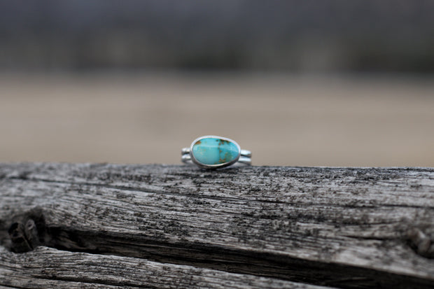 Sweet & Simple Stacker Ring. Natural Turquoise + Sterling - Size 6.75
